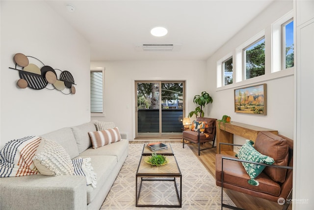 living room with hardwood / wood-style flooring