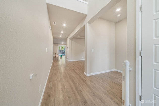 hall featuring light wood-type flooring