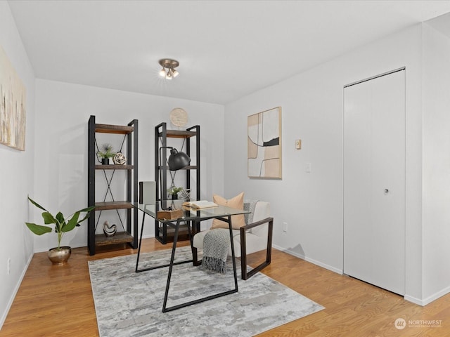 office space featuring hardwood / wood-style floors