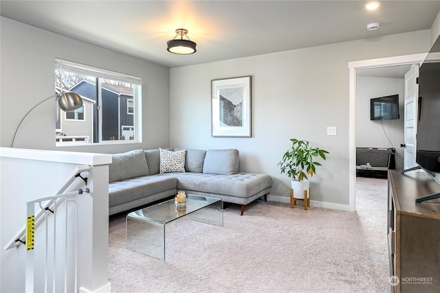 living room featuring carpet flooring