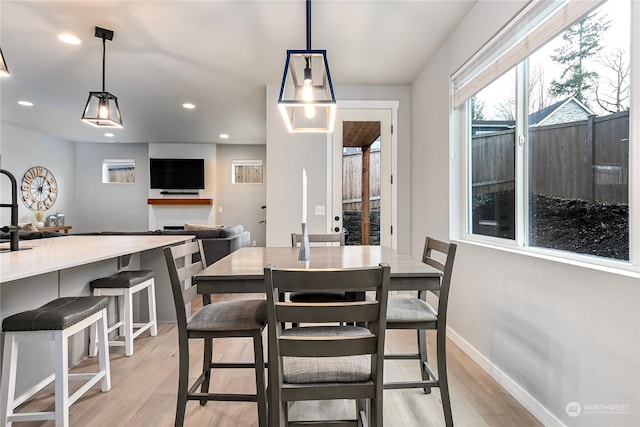 dining area featuring light hardwood / wood-style floors