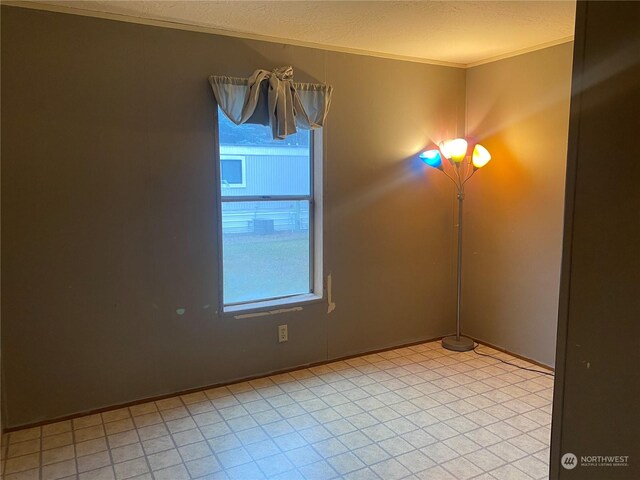 spare room featuring crown molding