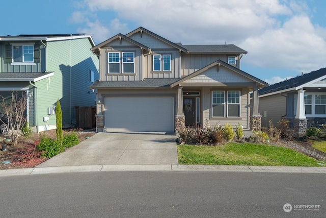 craftsman inspired home featuring a garage