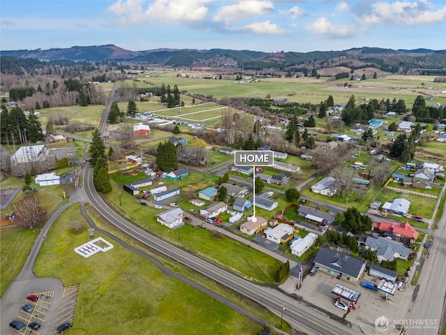 birds eye view of property featuring a mountain view