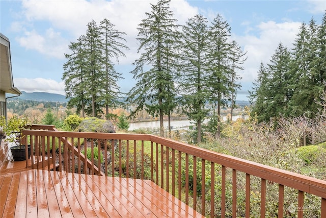 deck with a water view