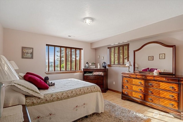 bedroom featuring light wood-type flooring