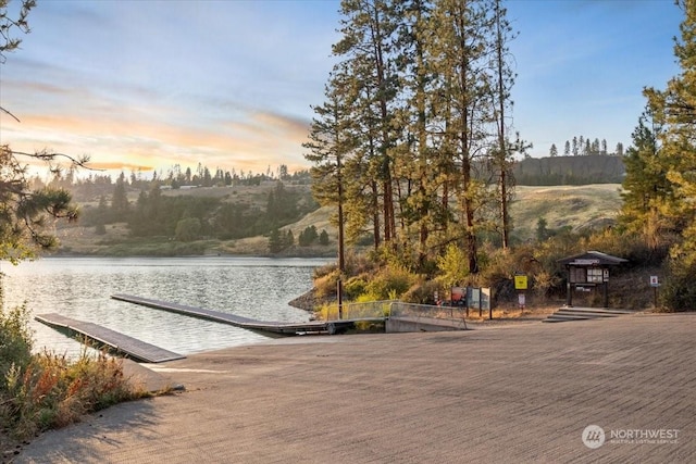 view of water feature featuring a boat dock