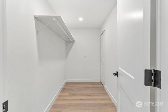 spacious closet with light wood-type flooring