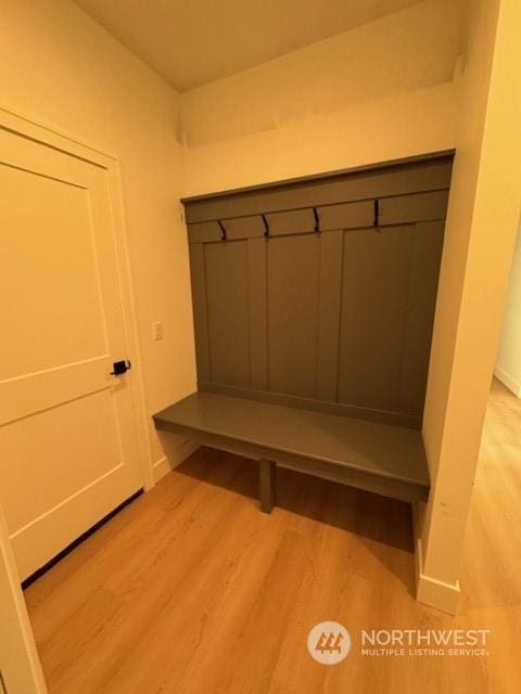 mudroom featuring light wood-type flooring