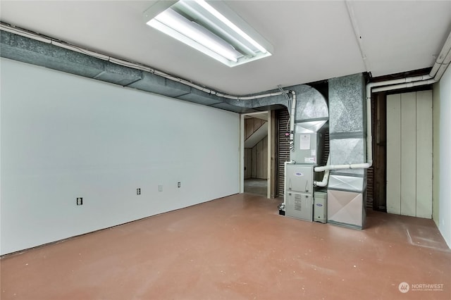 basement with heating unit