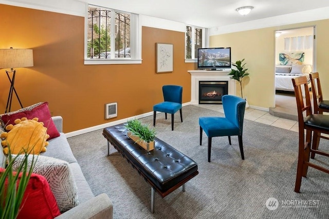 living room with carpet flooring