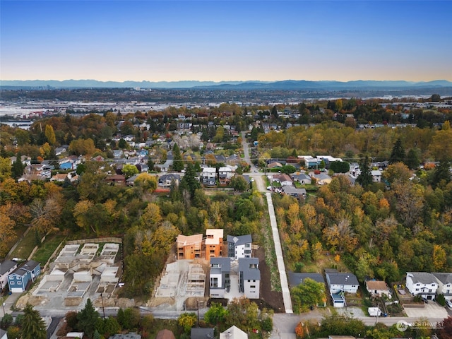 view of aerial view at dusk