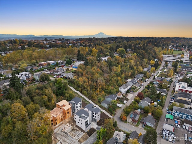 view of aerial view at dusk