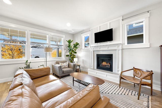 living room featuring light hardwood / wood-style floors