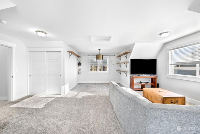 living room with light colored carpet