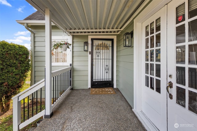 entrance to property featuring french doors