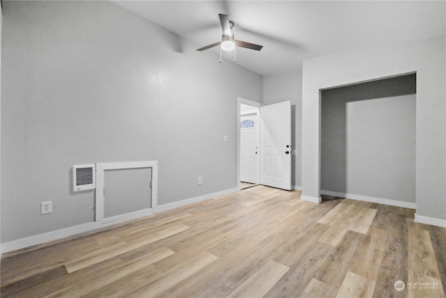 spare room with ceiling fan and light hardwood / wood-style flooring