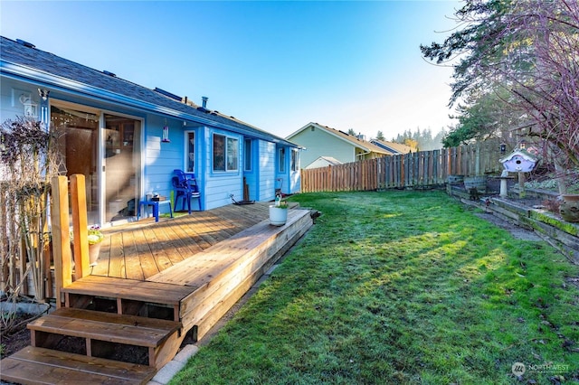 view of yard featuring a wooden deck