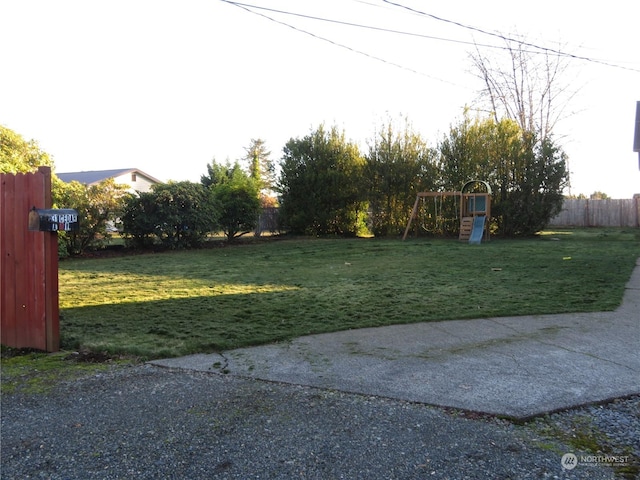 view of yard featuring a playground