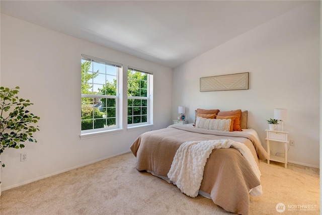 23953 58th Ct S Unit F3, Kent, WA 98032 - bedroom featuring light colored carpet, vaulted ceiling, and baseboards
