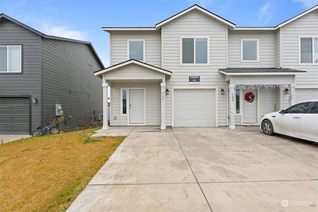 view of front of property featuring a garage