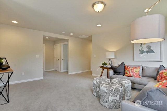 living room with light carpet