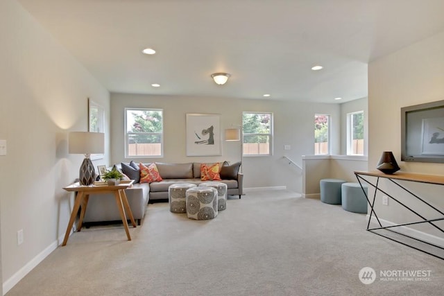 carpeted living room with a wealth of natural light