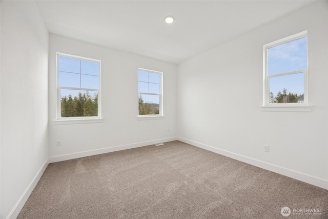 spare room featuring baseboards and carpet floors