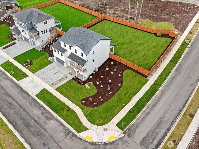 drone / aerial view with a residential view