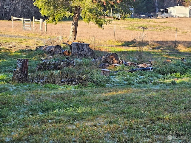 view of yard with a rural view