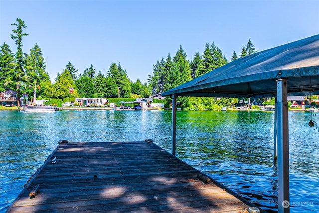 view of dock featuring a water view