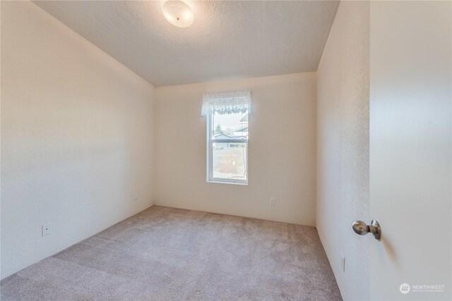 carpeted spare room with a textured ceiling