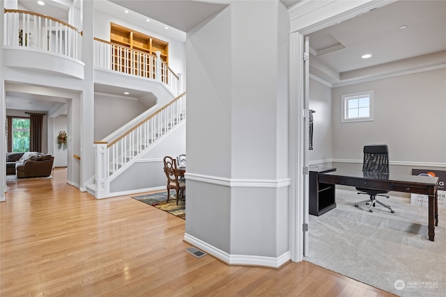 office space featuring hardwood / wood-style floors and a healthy amount of sunlight