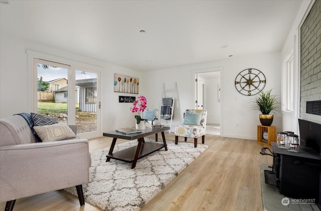 living room featuring light hardwood / wood-style floors