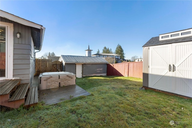 view of yard with a shed