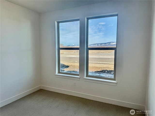 carpeted empty room featuring baseboards