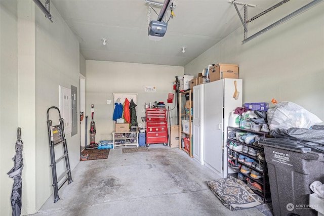 garage with a garage door opener