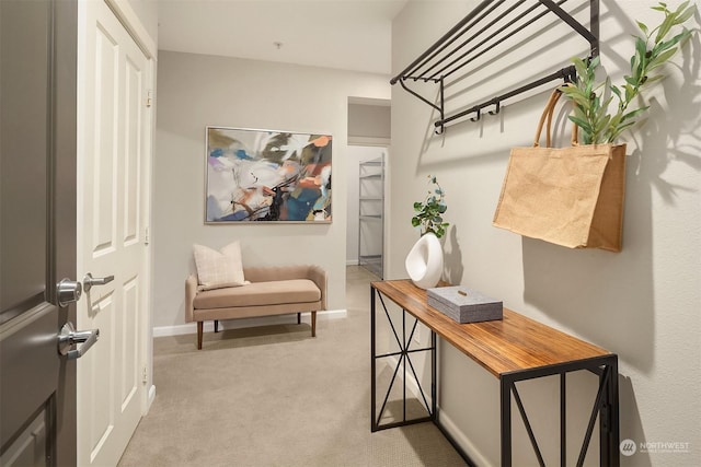 view of carpeted home office