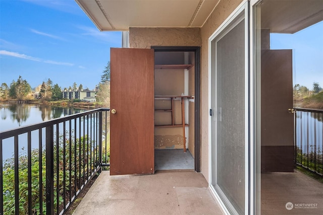 balcony with a water view