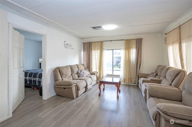 living room with hardwood / wood-style flooring