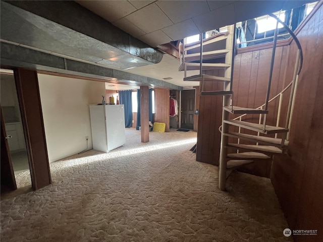 basement with carpet floors