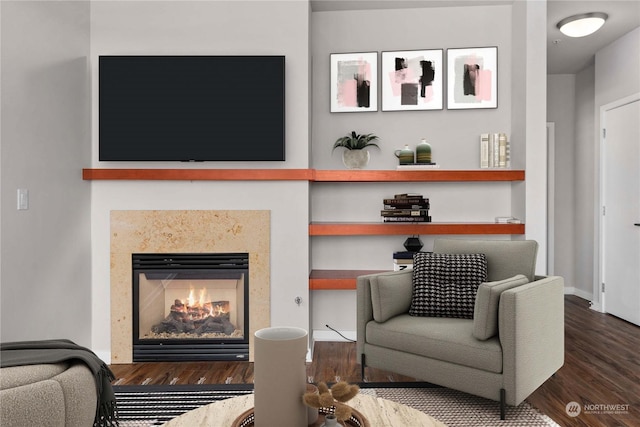 living room featuring dark hardwood / wood-style flooring