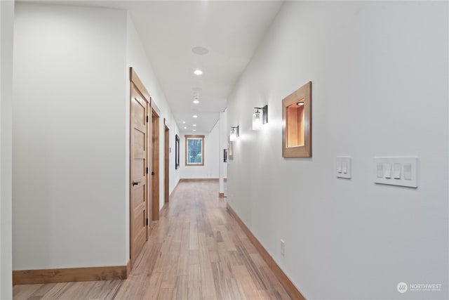 hall featuring light wood-type flooring