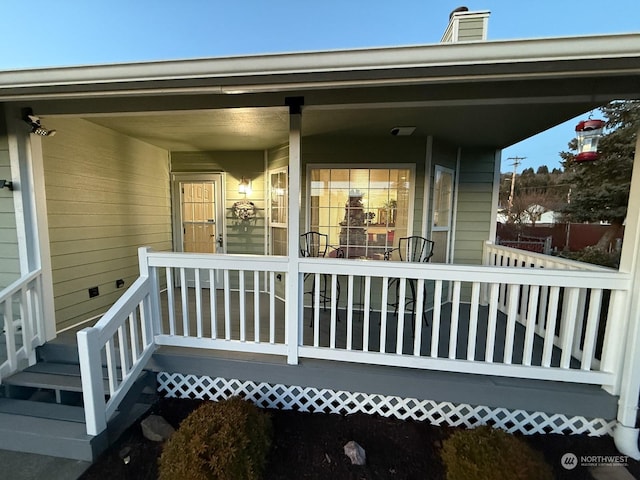 wooden deck with covered porch