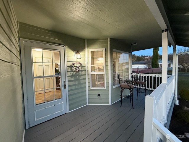 deck featuring a porch