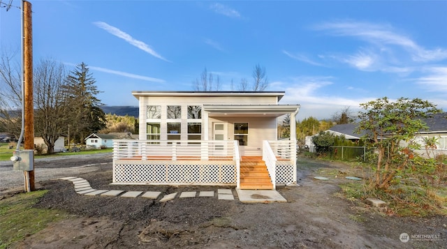 view of front of home featuring a deck