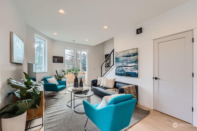 living room featuring light hardwood / wood-style floors