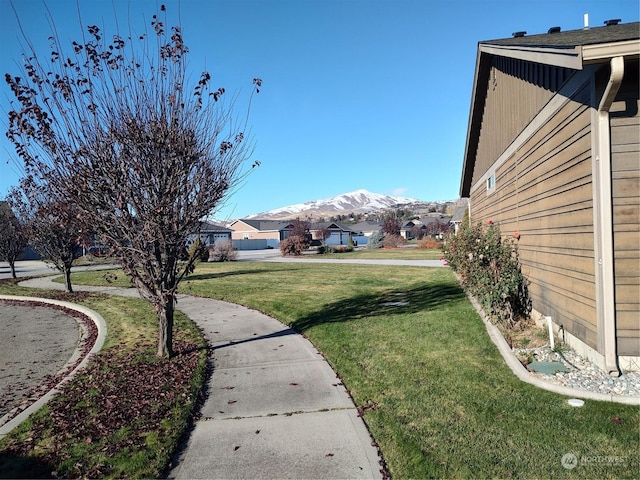 view of yard featuring a mountain view