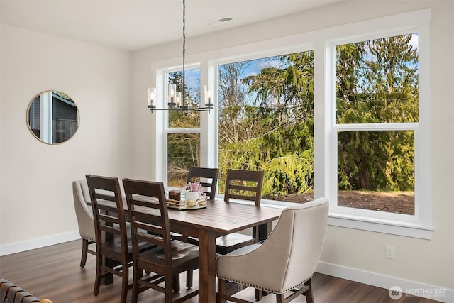 21416 116th Ave SE Unit 5, Kent, WA 98031 - dining area featuring a chandelier and dark wood-style floors