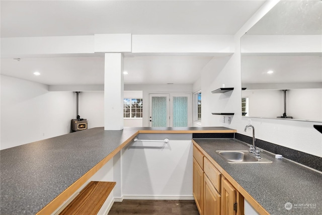 kitchen featuring sink and dark wood-type flooring